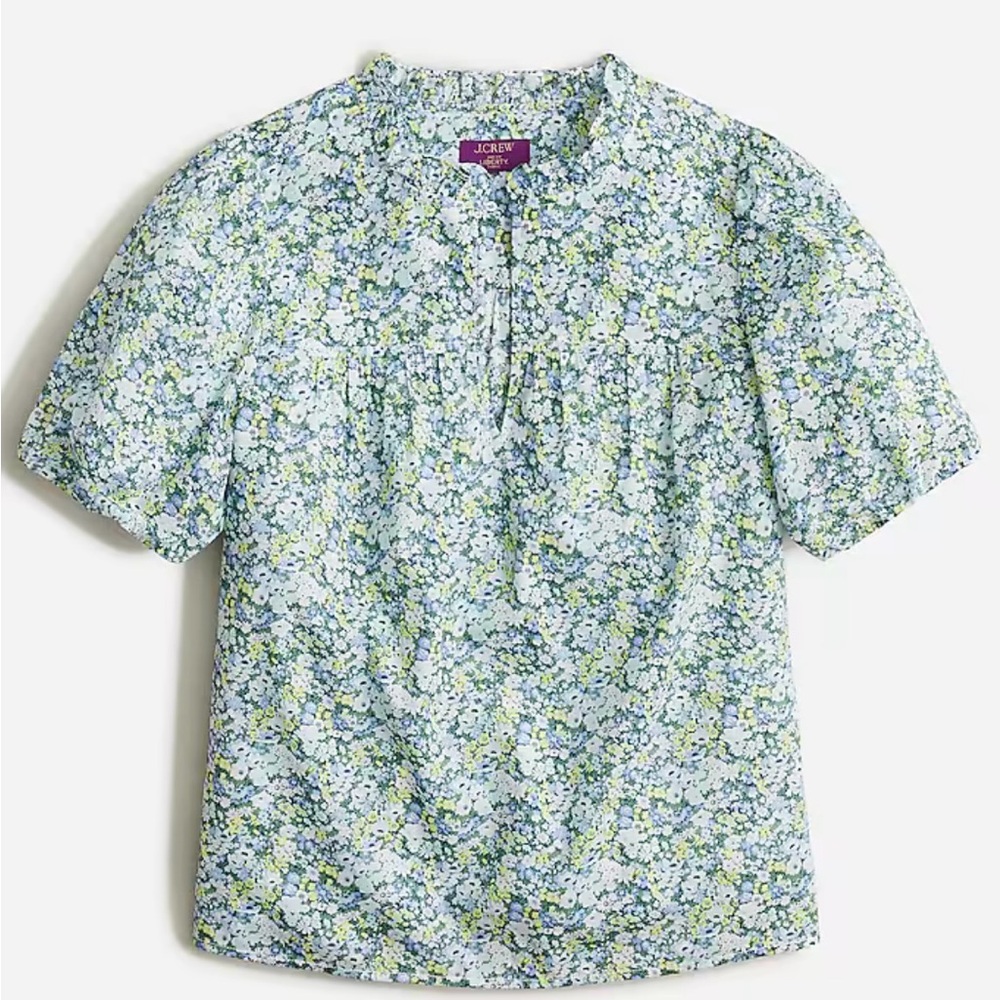 Ruffle trim short sleeve top in Liberty Thorpe Hill fabric